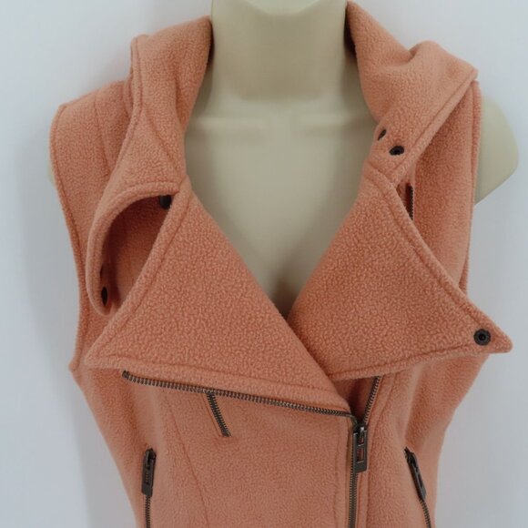 Thanth Womens Small Peach Pink Fleece Sleeveless Motorcycle Hooded Vest Coat - Picture 4 of 10